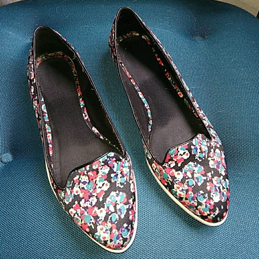 Aldo Floral Pointed Canvas Flats